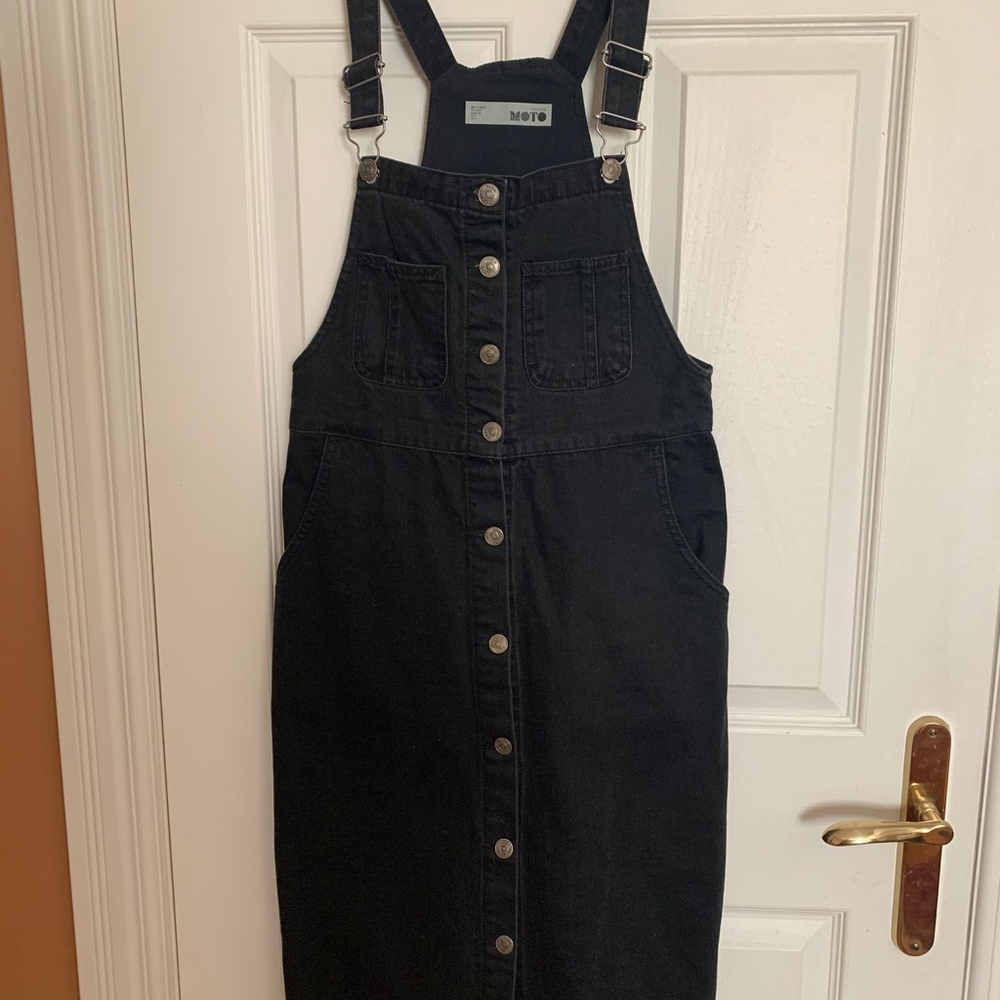 Topshop black denim jumper/ romper - moto collection